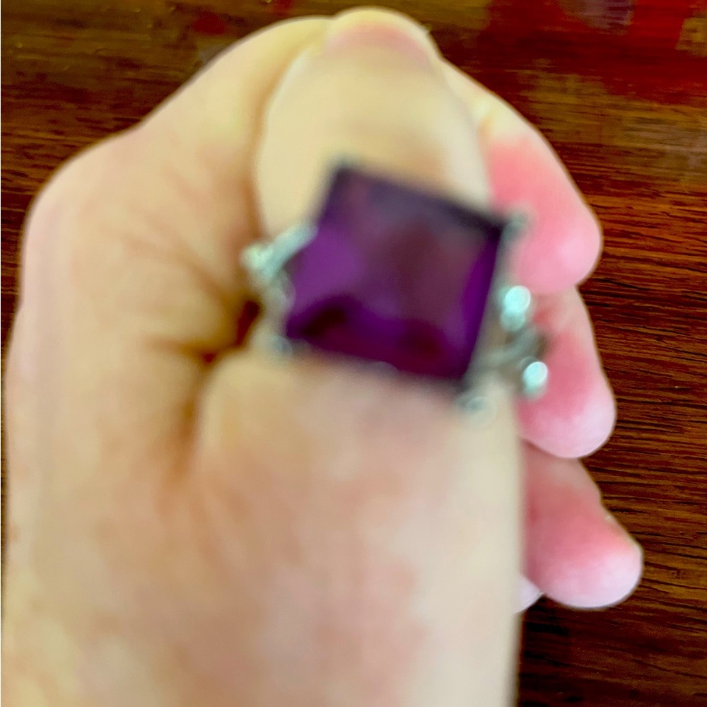 Size 9 Amethyst Ring Silver Plated